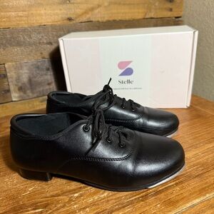 Stelle Black Tap Shoes for Girls Boys Lace Up Dance Shoes for Kids size 3